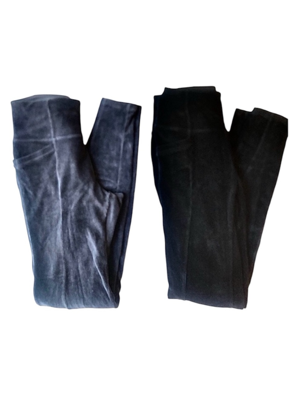 Bundle of Two Athleta Velour Pocket Leggings Corduroy Black and Gray
